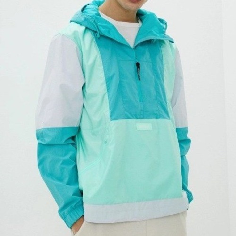 Adidas Originals Adventure Blocked Windbreaker Teal Mint Colorblock Half Zip XL